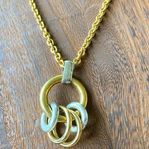 Vintage Liz Claiborne Lci Gold LONG Necklace